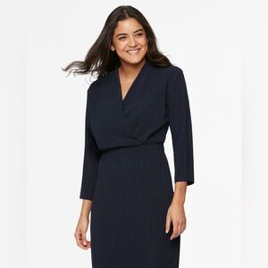 M.M.LaFleur‎ Niko 2.0 dress in navy with a white pinstripe pattern size 10
